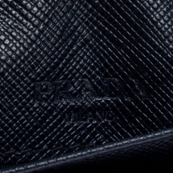 Pre Owned Prada Navy Blue Saffiano Leather Bifold Long Wallet