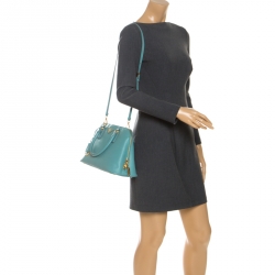 Pre Owned Prada Turquoise Saffiano Leather Medium Promenade Tote