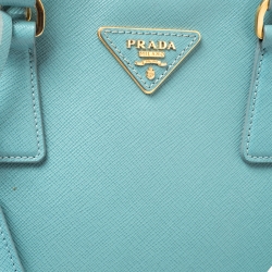 Pre Owned Prada Turquoise Saffiano Leather Medium Promenade Tote