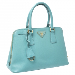 Pre Owned Prada Turquoise Saffiano Leather Medium Promenade Tote