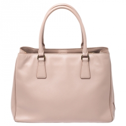 Pre Owned Prada Beige Saffiano Lux Leather Small Tote 
