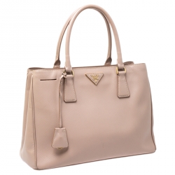 Pre Owned Prada Beige Saffiano Lux Leather Small Tote 