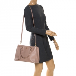 Pre Owned Prada Beige Saffiano Lux Leather Small Tote 