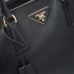 Pre Owned Prada Black Saffiano Lux Leather Large Double Zip Tote