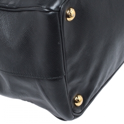 Pre Owned Prada Black Saffiano Lux Leather Large Double Zip Tote