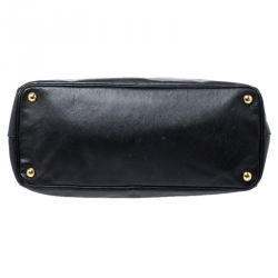 Pre Owned Prada Black Saffiano Lux Leather Large Double Zip Tote