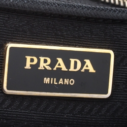 Pre Owned Prada Black Saffiano Lux Leather Large Double Zip Tote