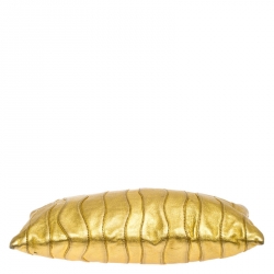 Pre Owned Prada Metallic Gold Wave Leather Clutch