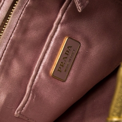 Pre Owned Prada Metallic Gold Wave Leather Clutch