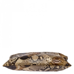 Pre Owned Prada Brown Python Oversized Clutch
