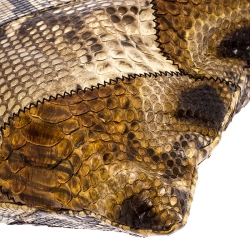 Pre Owned Prada Brown Python Oversized Clutch