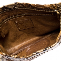Pre Owned Prada Brown Python Oversized Clutch
