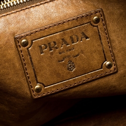 Pre Owned Prada Brown Python Oversized Clutch