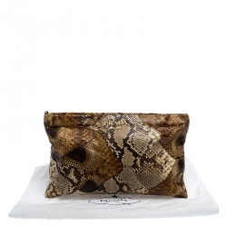 Pre Owned Prada Brown Python Oversized Clutch