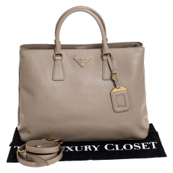 Pre Owned Prada Beige Saffiano Leather Tote