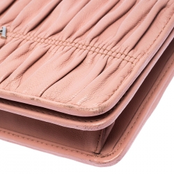 Pre Owned Prada Beige Nappa Leather Mini Bandoliera Wallet On Chain