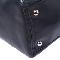 Pre Owned Prada Black Soft Leather Double Zip Tote 