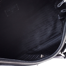 Pre Owned Prada Black Soft Leather Double Zip Tote 