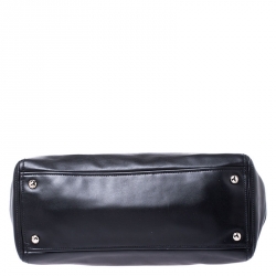 Pre Owned Prada Black Soft Leather Double Zip Tote 