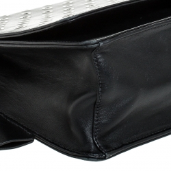 Pre Owned Prada Black Leather Grommet Chain Shoulder Bag