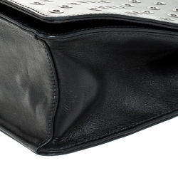 Pre Owned Prada Black Leather Grommet Chain Shoulder Bag