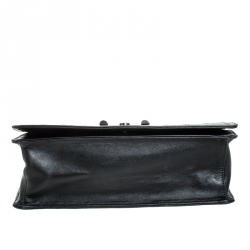 Pre Owned Prada Black Leather Grommet Chain Shoulder Bag