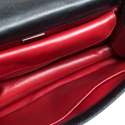 Pre Owned Prada Black Leather Grommet Chain Shoulder Bag