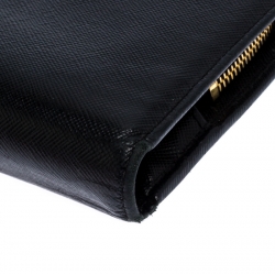 Pre Owned Prada Black Saffiano Lux Leather Bifold Wallet Organizer