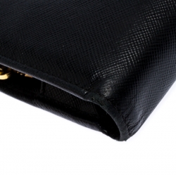 Pre Owned Prada Black Saffiano Lux Leather Bifold Wallet Organizer