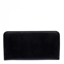 Pre Owned Prada Black Saffiano Lux Leather Bifold Wallet Organizer
