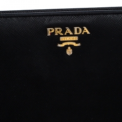Pre Owned Prada Black Saffiano Lux Leather Bifold Wallet Organizer