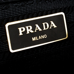 Pre Owned Prada Black Saffiano Lux Leather Small Double Zip Tote