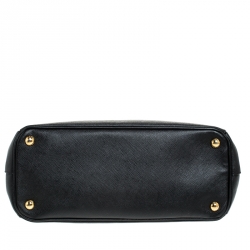 Pre Owned Prada Black Saffiano Lux Leather Small Double Zip Tote