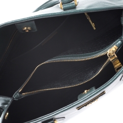 Pre Owned Prada Smeraldo Saffiano Lux Leather Medium Promenade Bag