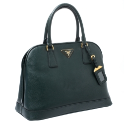 Pre Owned Prada Smeraldo Saffiano Lux Leather Medium Promenade Bag