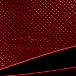 Pre Owned Prada Red Leather Flap Wristlet Wallet
