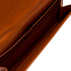 Pre Owned Prada Orange Leather  Kisslock Flap Continental Wallet