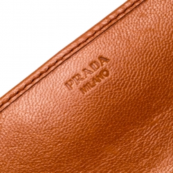 Pre Owned Prada Orange Leather  Kisslock Flap Continental Wallet