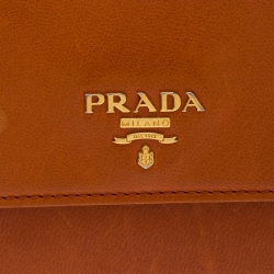 Pre Owned Prada Orange Leather  Kisslock Flap Continental Wallet