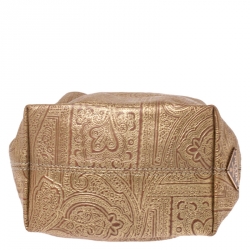 Pre Owned Prada Gold Printed Leather Ring Pouch