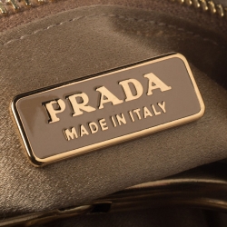 Pre Owned Prada Gold Printed Leather Ring Pouch