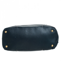 Pre Owned Prada Navy Blue Leather Front Zip Hobo