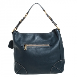 Pre Owned Prada Navy Blue Leather Front Zip Hobo