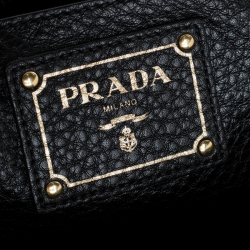 Pre Owned Prada Black Leather Vitello Daino Tote 
