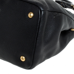 Pre Owned Prada Black Leather Vitello Daino Tote 