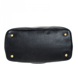 Pre Owned Prada Black Leather Vitello Daino Tote 