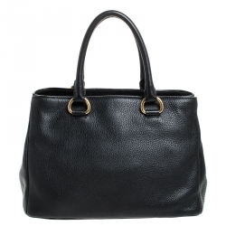Pre Owned Prada Black Leather Vitello Daino Tote 