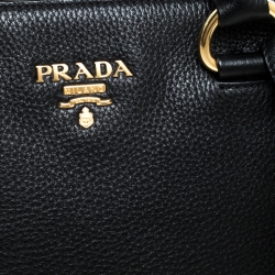Pre Owned Prada Black Leather Vitello Daino Tote 