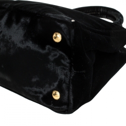 Pre Owned Prada Black Velvet Chain Mini Canapa Tote