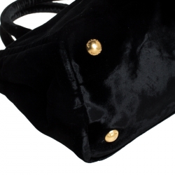 Pre Owned Prada Black Velvet Chain Mini Canapa Tote